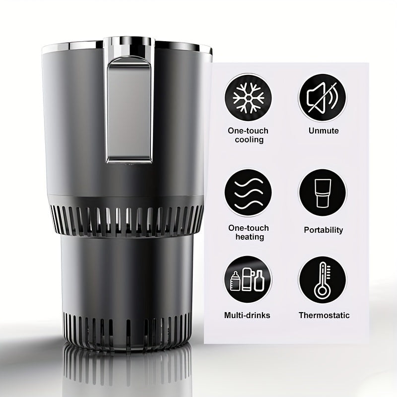 Ellison 2-in-1 Car Cup Cooler/Warmer, One-Touch Control, for Bottles up to 18.6 oz, 0°C to 140°F (60°C), Fits Standard Cup Holders, Glossy Finish