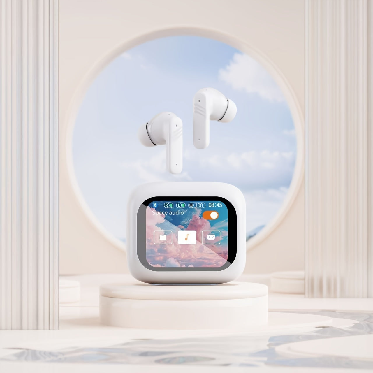 Enhanced Smart LCD Display Earphones, Versatile Wireless Sports Earbuds, with Adjustable Audio And Bilingual Support (Chinese/English), Featuring a Built-In Mic, Perfect for Sports And Fitness Activities.
