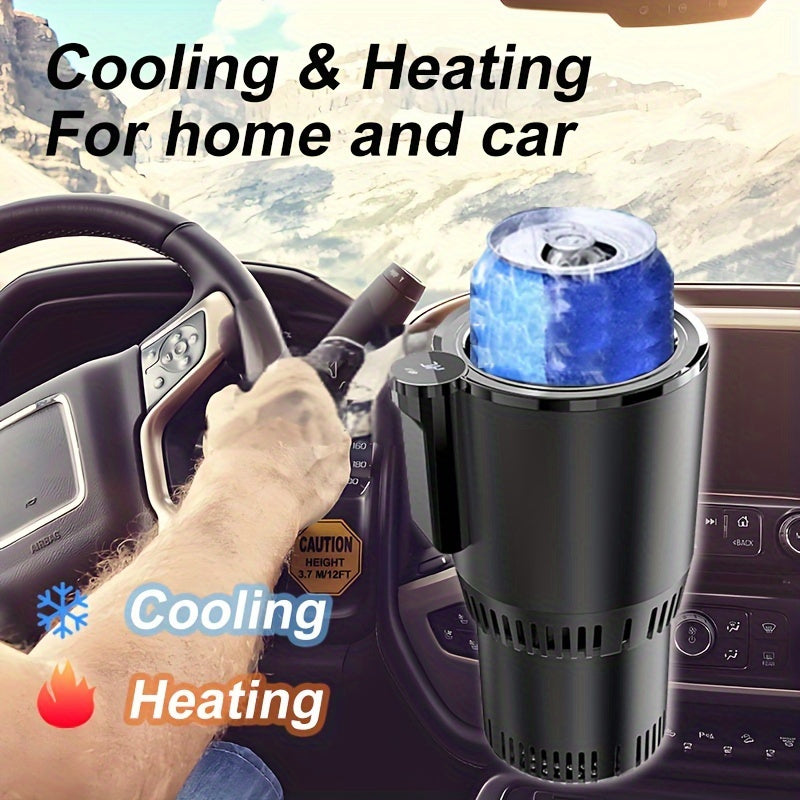 Ellison 2-in-1 Car Cup Cooler/Warmer, One-Touch Control, for Bottles up to 18.6 oz, 0°C to 140°F (60°C), Fits Standard Cup Holders, Glossy Finish