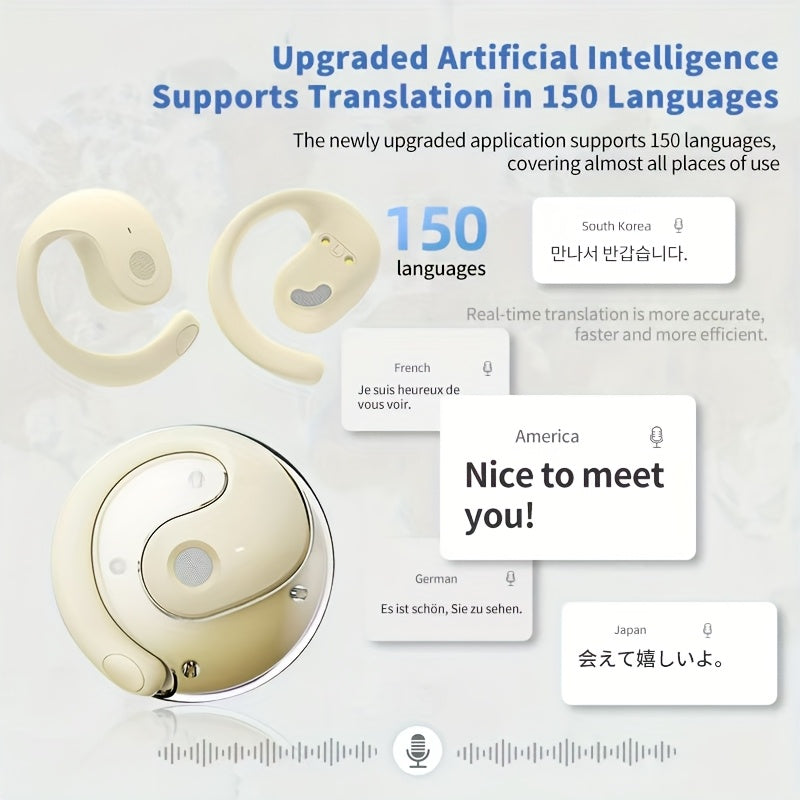 2024 Universal Translator Earbuds (Like Star Trek) - AI Multi-Language, Wireless, Touch Control, Dual Mic Mute, Compatible with Phones for Travel, Socializing, Learning, Sports, Gaming