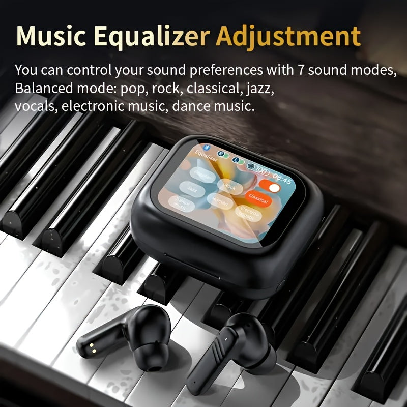 Enhanced Smart LCD Display Earphones, Versatile Wireless Sports Earbuds, with Adjustable Audio And Bilingual Support (Chinese/English), Featuring a Built-In Mic, Perfect for Sports And Fitness Activities.