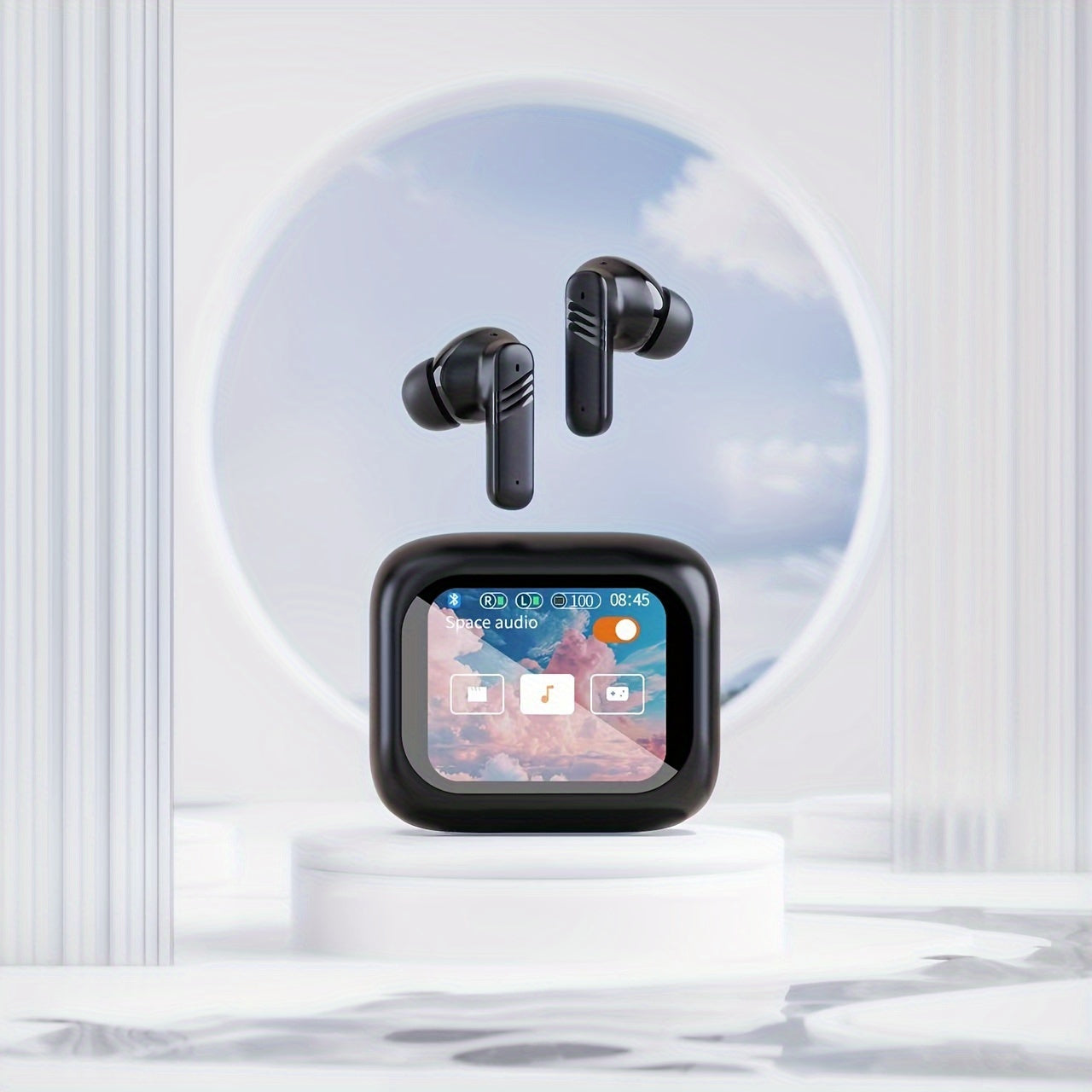 Enhanced Smart LCD Display Earphones, Versatile Wireless Sports Earbuds, with Adjustable Audio And Bilingual Support (Chinese/English), Featuring a Built-In Mic, Perfect for Sports And Fitness Activities.