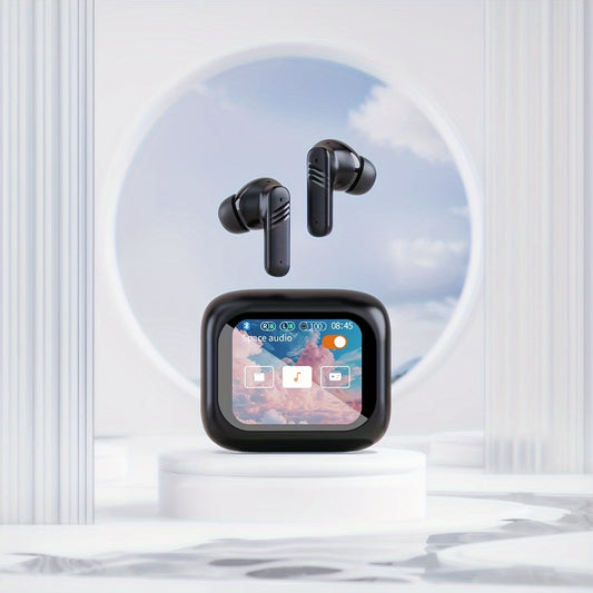 Enhanced Smart LCD Display Earphones, Versatile Wireless Sports Earbuds, with Adjustable Audio And Bilingual Support (Chinese/English), Featuring a Built-In Mic, Perfect for Sports And Fitness Activities.
