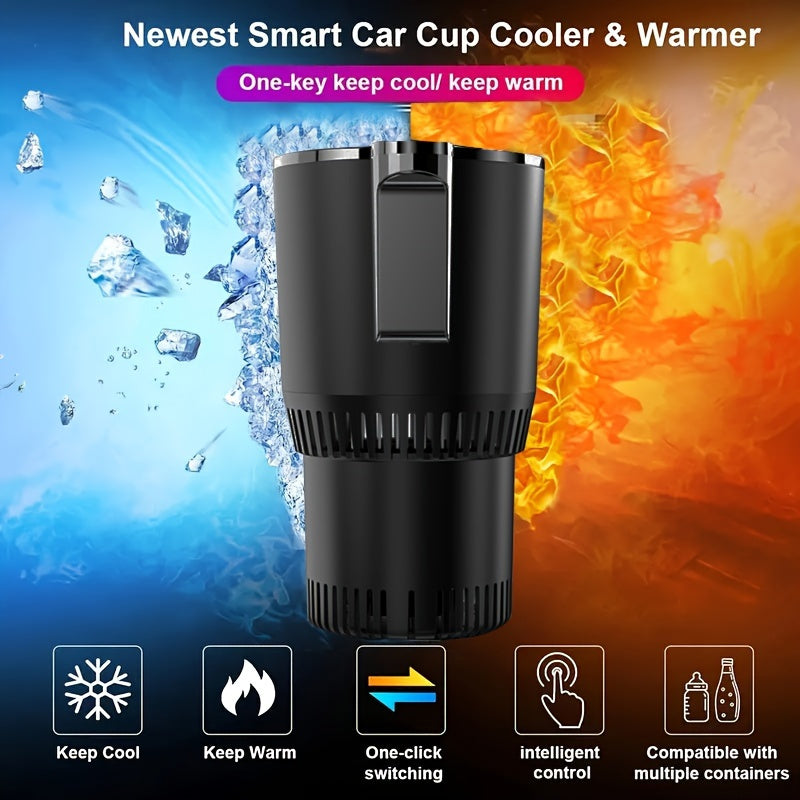 Ellison 2-in-1 Car Cup Cooler/Warmer, One-Touch Control, for Bottles up to 18.6 oz, 0°C to 140°F (60°C), Fits Standard Cup Holders, Glossy Finish