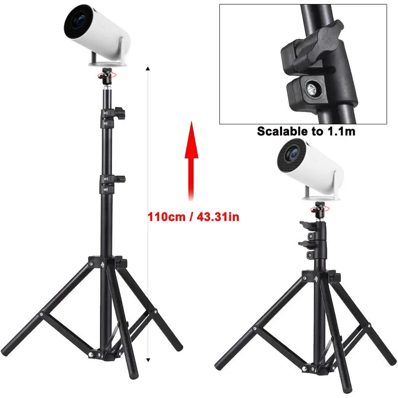 Projector Bracket Travel Tripod with 1/4 Screw Photographic Lighting Stand Extendable 160cm for HY300 Projector Camera