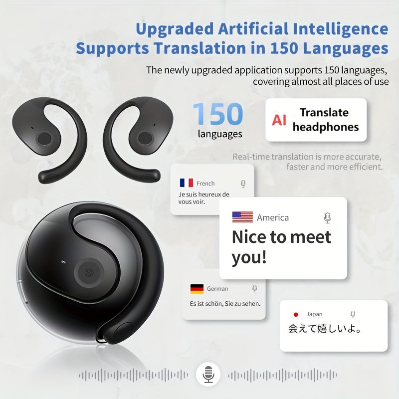 2024 Universal Translator Earbuds (Like Star Trek) - AI Multi-Language, Wireless, Touch Control, Dual Mic Mute, Compatible with Phones for Travel, Socializing, Learning, Sports, Gaming