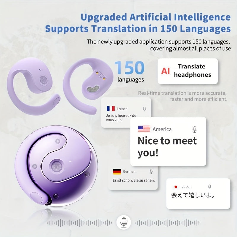2024 Universal Translator Earbuds (Like Star Trek) - AI Multi-Language, Wireless, Touch Control, Dual Mic Mute, Compatible with Phones for Travel, Socializing, Learning, Sports, Gaming