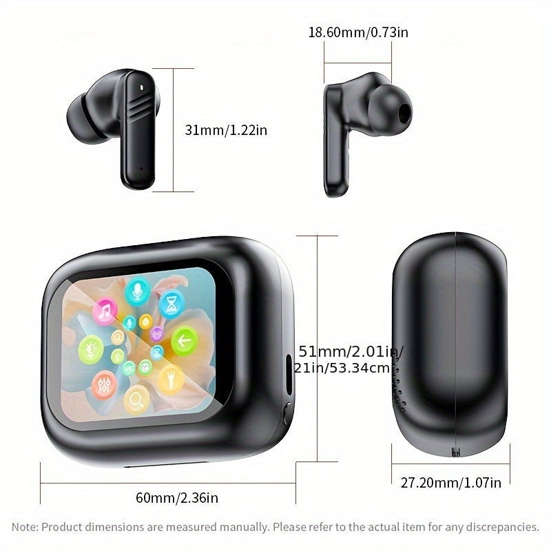 Enhanced Smart LCD Display Earphones, Versatile Wireless Sports Earbuds, with Adjustable Audio And Bilingual Support (Chinese/English), Featuring a Built-In Mic, Perfect for Sports And Fitness Activities.