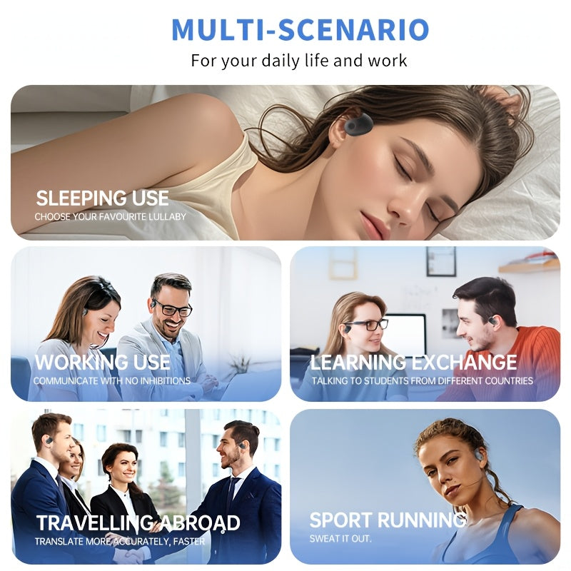 2024 Universal Translator Earbuds (Like Star Trek) - AI Multi-Language, Wireless, Touch Control, Dual Mic Mute, Compatible with Phones for Travel, Socializing, Learning, Sports, Gaming