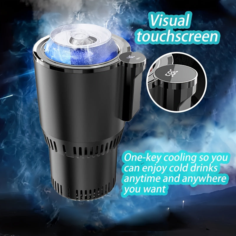 Ellison 2-in-1 Car Cup Cooler/Warmer, One-Touch Control, for Bottles up to 18.6 oz, 0°C to 140°F (60°C), Fits Standard Cup Holders, Glossy Finish