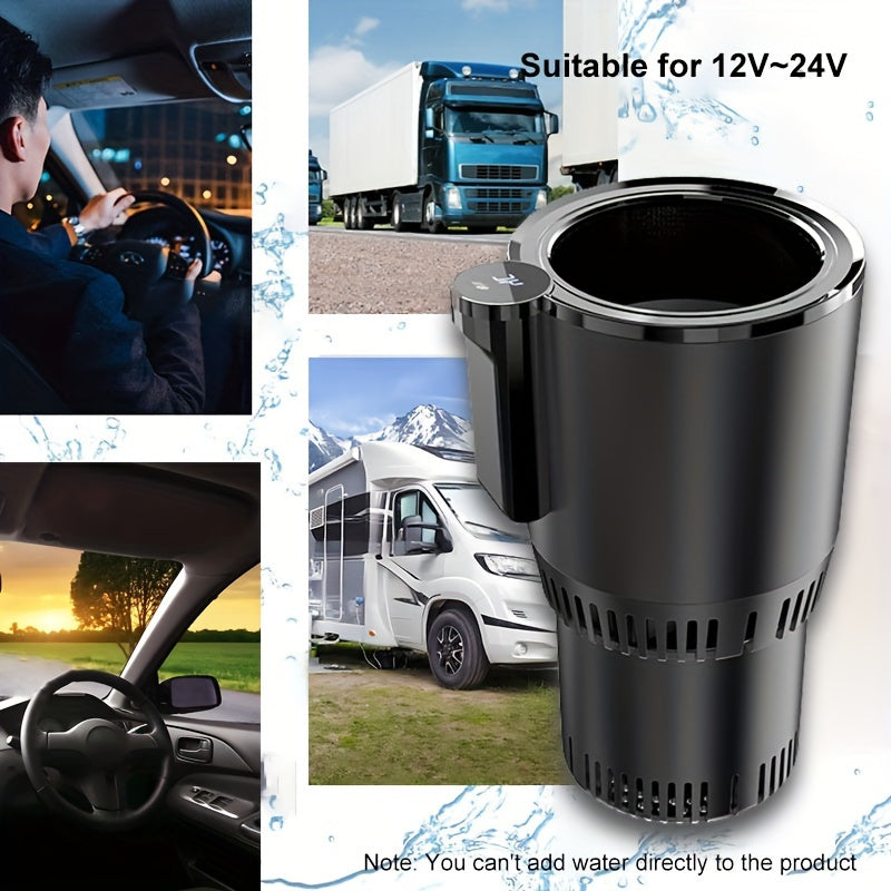 Ellison 2-in-1 Car Cup Cooler/Warmer, One-Touch Control, for Bottles up to 18.6 oz, 0°C to 140°F (60°C), Fits Standard Cup Holders, Glossy Finish