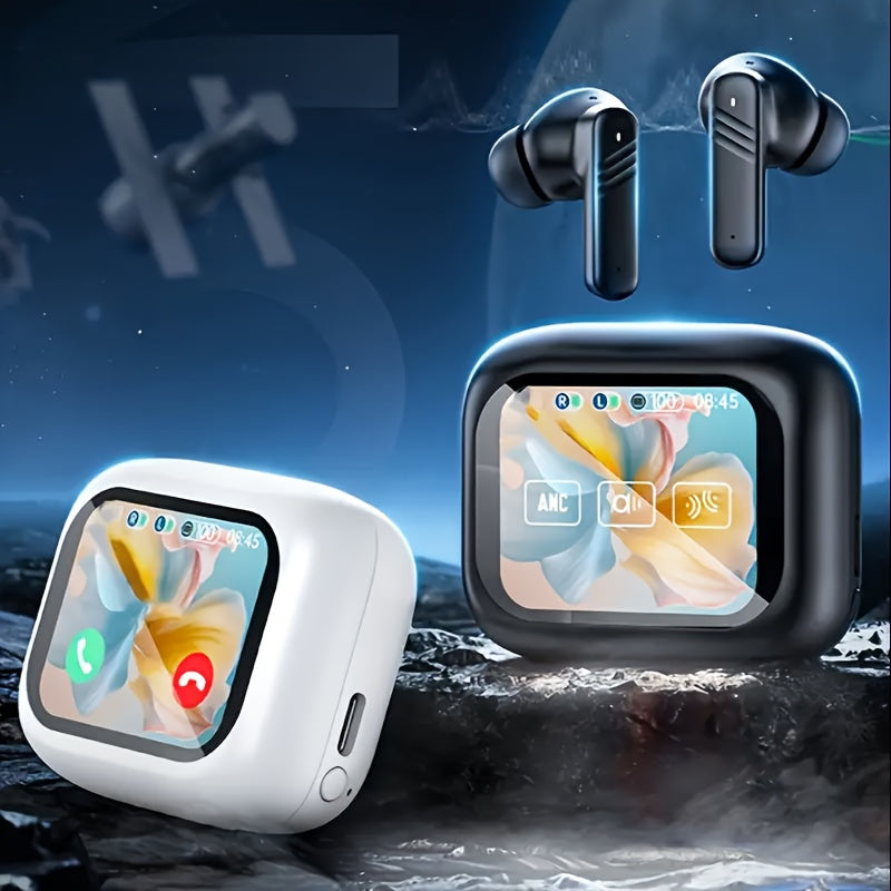 Enhanced Smart LCD Display Earphones, Versatile Wireless Sports Earbuds, with Adjustable Audio And Bilingual Support (Chinese/English), Featuring a Built-In Mic, Perfect for Sports And Fitness Activities.