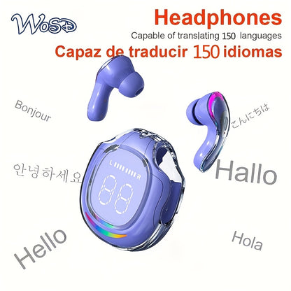 2025 New AI-Enabled Translation Headset with 100+ Languages, TWS Wireless Headset, Lag-Free Music, Translation Headset, Conference Recording Translation, Real-Time Voice Translation