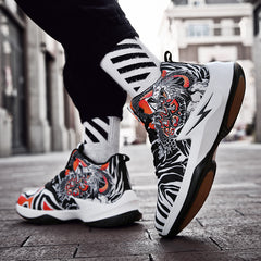 Men's High Top Shoes Male Fashionable Shoes Graffiti Basketball Shoes