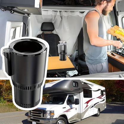 Ellison 2-in-1 Car Cup Cooler/Warmer, One-Touch Control, for Bottles up to 18.6 oz, 0°C to 140°F (60°C), Fits Standard Cup Holders, Glossy Finish