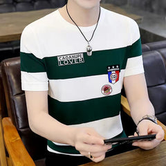 Thin Short-sleeved T-shirt Male Striped T-shirt Youth Men's Clothing