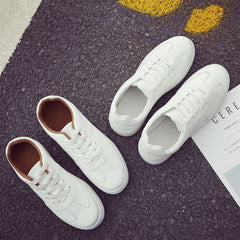 2021 New Spring Thick White Shoes Casual Shoes Female Korean Female Leather Shoes Solid Platform Shoes