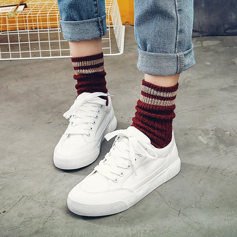 2021 star white shoes low shoes casual shoes help female Korean female students all-match cloth shoes