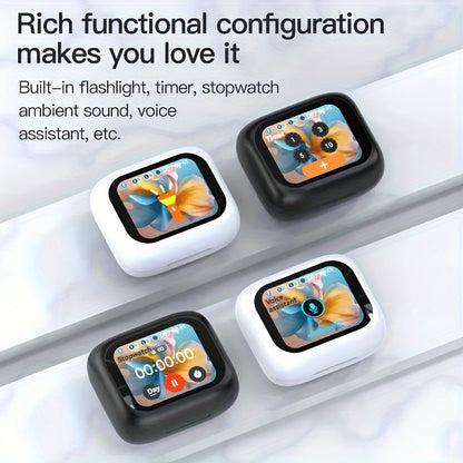 Enhanced Smart LCD Display Earphones, Versatile Wireless Sports Earbuds, with Adjustable Audio And Bilingual Support (Chinese/English), Featuring a Built-In Mic, Perfect for Sports And Fitness Activities.