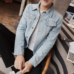 The spring and autumn trend of Korean male students slim denim jacket all-match cowboy clothing autumn men's casual jacket