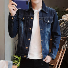 The spring and autumn trend of Korean male students slim denim jacket all-match cowboy clothing autumn men's casual jacket