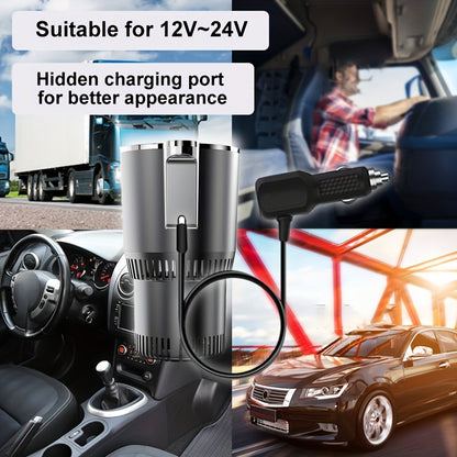 Ellison 2-in-1 Car Cup Cooler/Warmer, One-Touch Control, for Bottles up to 18.6 oz, 0°C to 140°F (60°C), Fits Standard Cup Holders, Glossy Finish