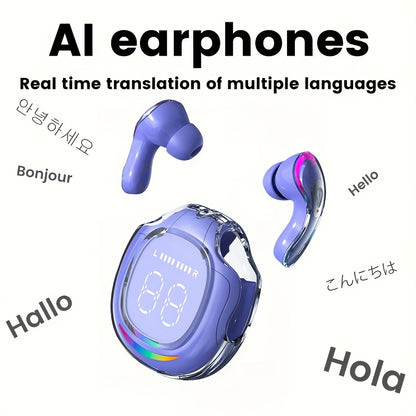 2025 New AI-Enabled Translation Headset with 100+ Languages, TWS Wireless Headset, Lag-Free Music, Translation Headset, Conference Recording Translation, Real-Time Voice Translation