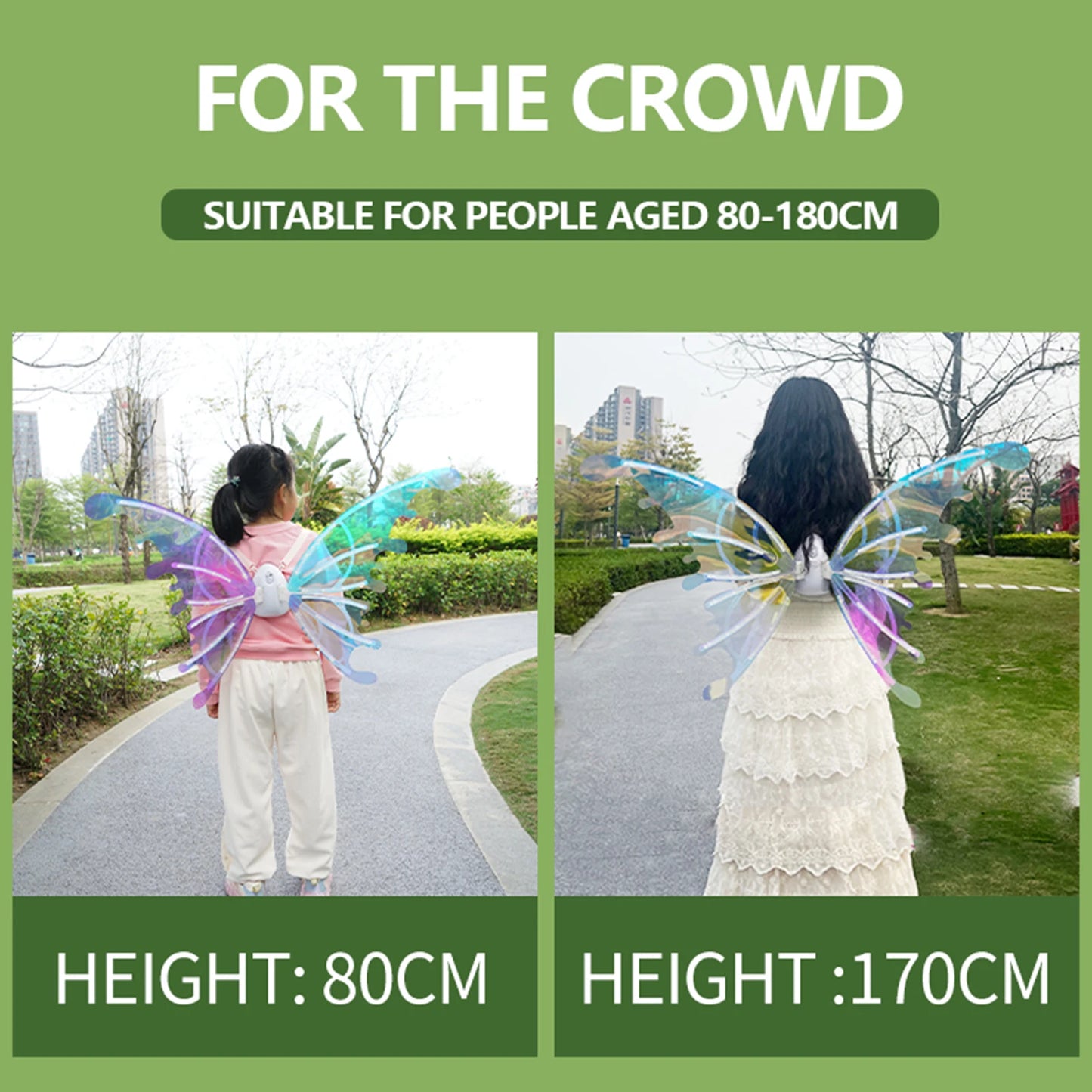 Magical Moving Fairy Wings for Kids - LED Light Up with Music