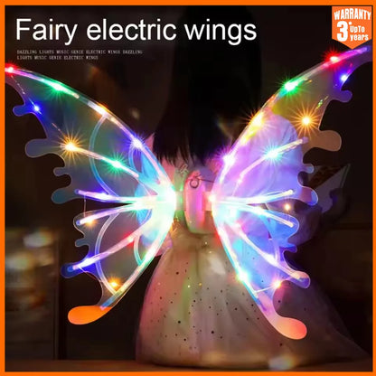 Magical Moving Fairy Wings for Kids - LED Light Up with Music
