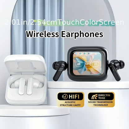 Enhanced Smart LCD Display Earphones, Versatile Wireless Sports Earbuds, with Adjustable Audio And Bilingual Support (Chinese/English), Featuring a Built-In Mic, Perfect for Sports And Fitness Activities.