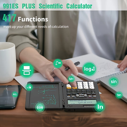 [Professional Solar Calculator] 417 Functions Professional Solar Scientific Calculator - Portable Foldable Calculator For Students Upgraded 991ES With LCD Notepad