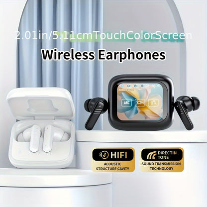 Enhanced Smart LCD Display Earphones, Versatile Wireless Sports Earbuds, with Adjustable Audio And Bilingual Support (Chinese/English), Featuring a Built-In Mic, Perfect for Sports And Fitness Activities.