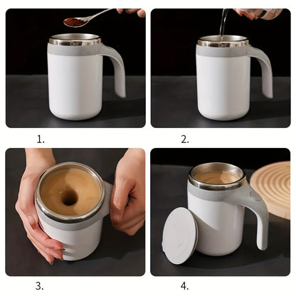 Fully Automatic Stirring Cup - Multifunctional Lazy Rotating Magnetic Stainless Steel Milk Mug And Travel Mug